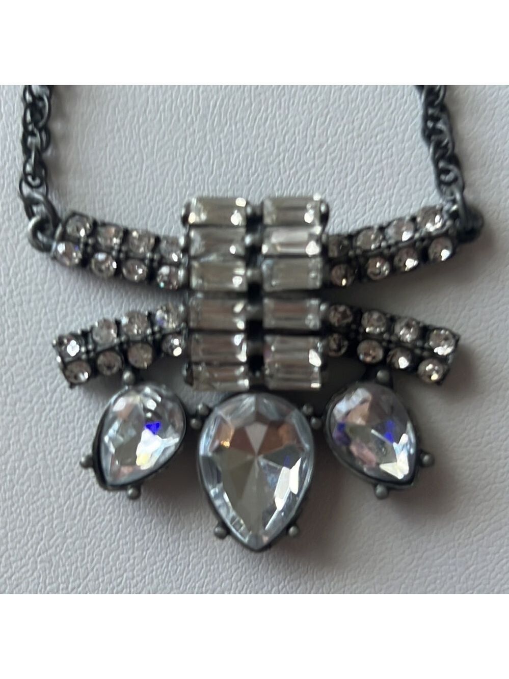 Vintage Black Crystal Art Deco Necklace 14 to 18 Inch